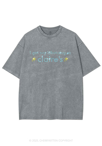 Rhinestone I Got My Lobotomy At Claires Y2K Shirts Washed Tee Cherrykitten