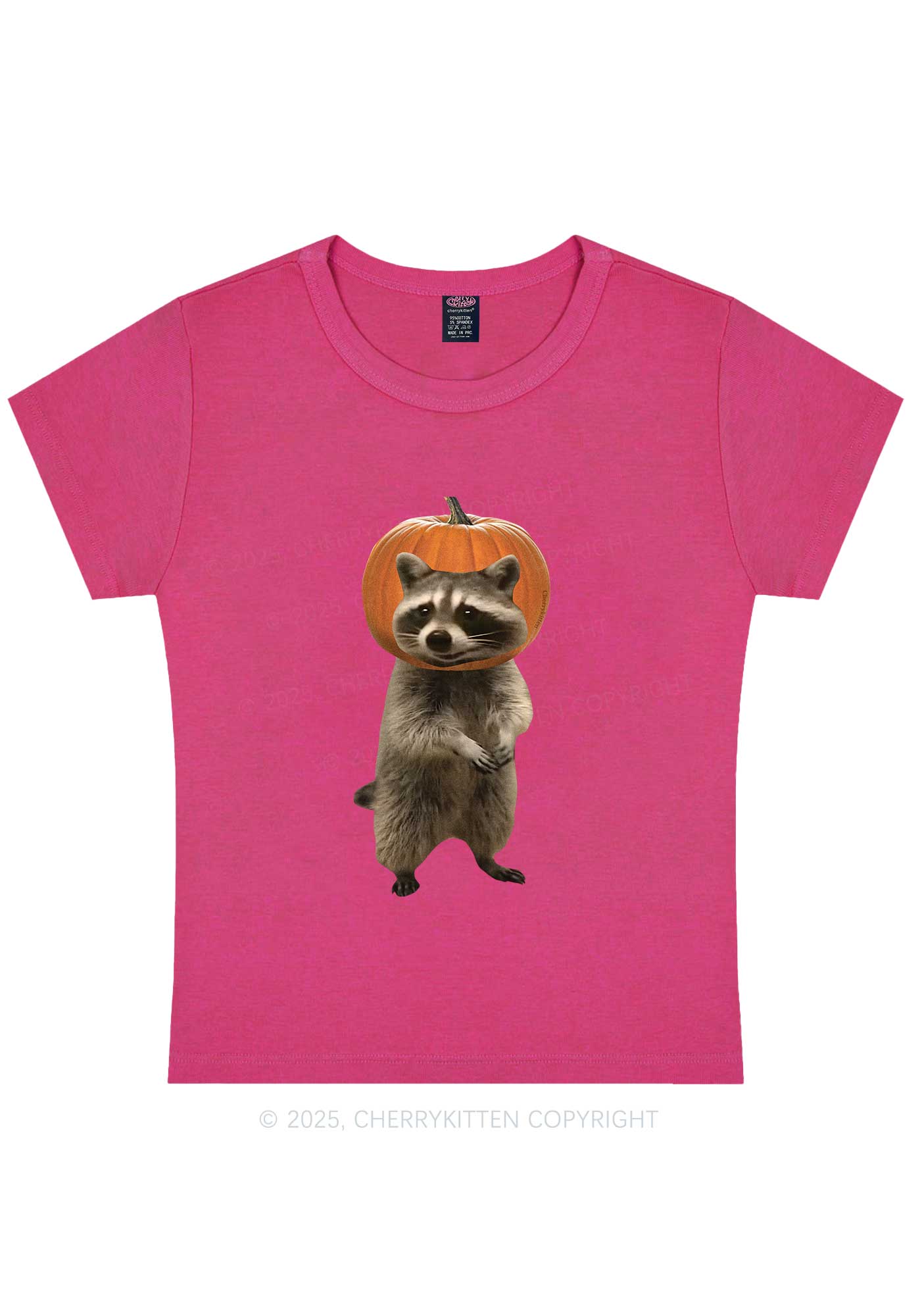 Halloween Silly Raccoon Y2K Baby Tee Cherrykitte