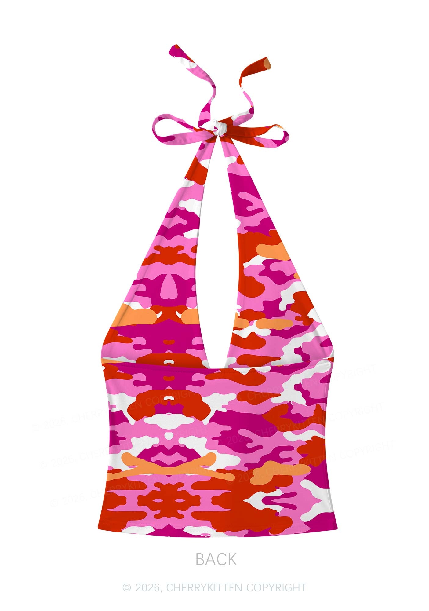 Lesbian Camouflage Pride Y2K Print Halter Deep V Neck Cami Cherrykitten