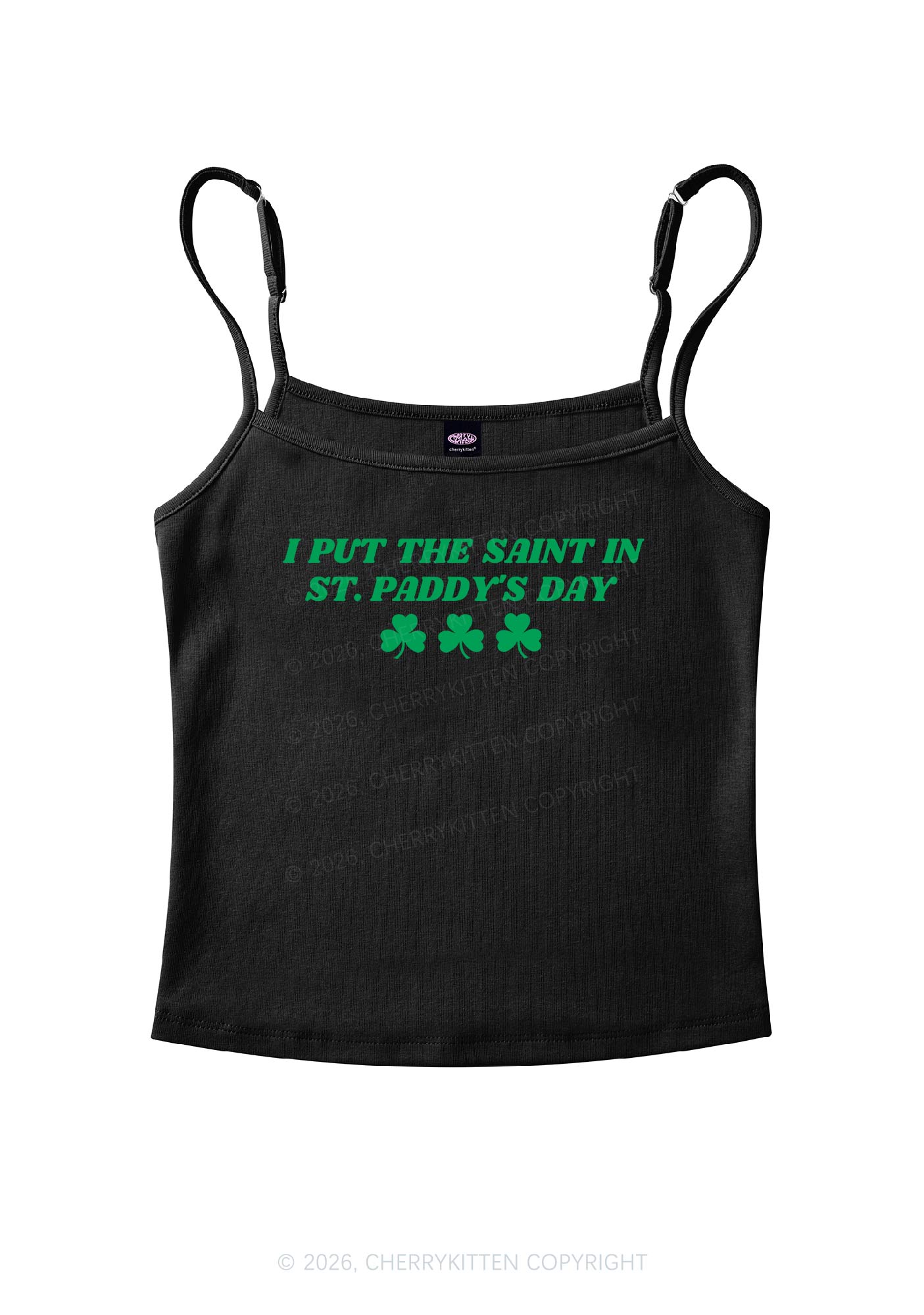 I Put The Saint In St Patricks Y2K Spaghetti Strap Cami Cherrykitten