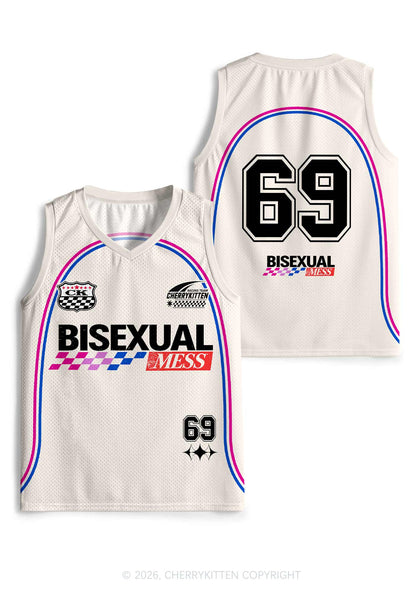 Creamy White Bisexual Mess Pride Y2K Sport Jersey Tank Cherrykitten