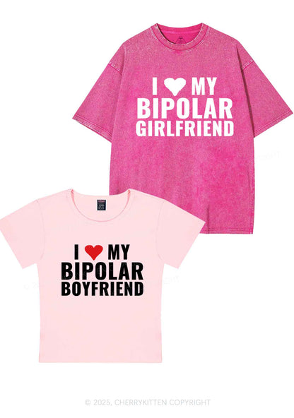 I Love My Bipolar GF BF Y2K Valentine's Day Couple Shirt Cherrykitten
