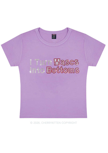 Rhinestone I Turn Mascs Into Bottoms Y2K Baby Tee Cherrykitten