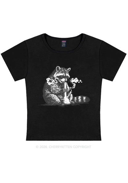 Stoned Raccoon Y2K Baby Tee Cherrykitten