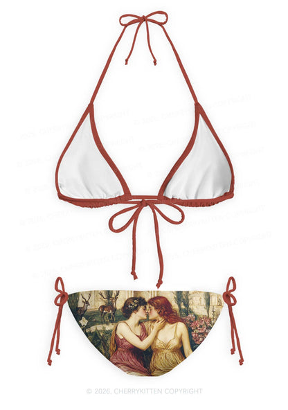 Lesbian Girlfriend Pride Y2K Print Bikini Set Cherrykitten