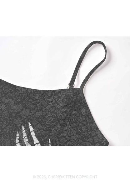 Skeleton Hand Txts Y2K Mesh Cami Tank Cherrykitten