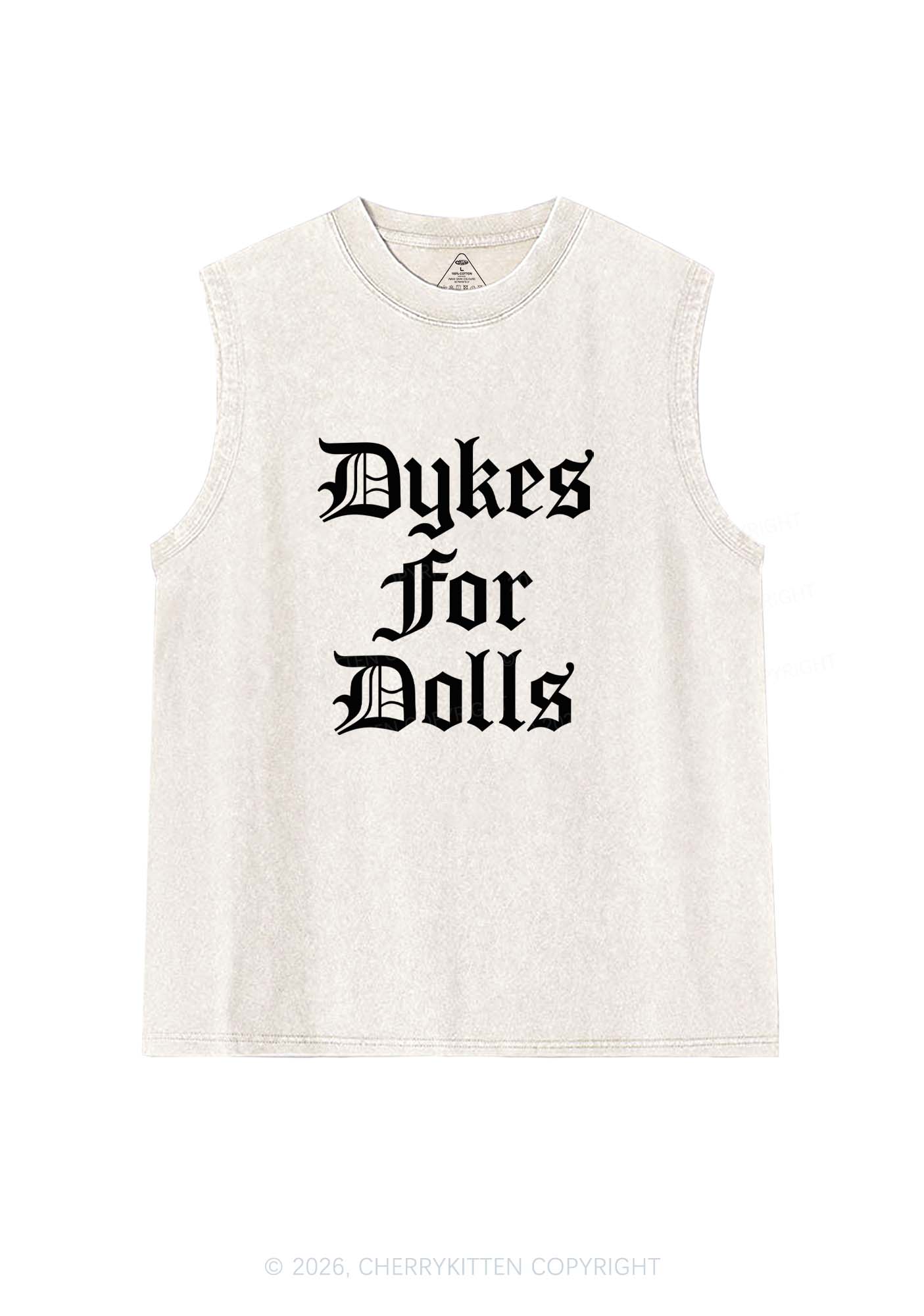Dykes For Dolls Pride Y2K Washed Muscle Tank Cherrykitten