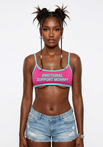 Emotional Support Mommy Y2K Super Crop Cami Cherrykitten