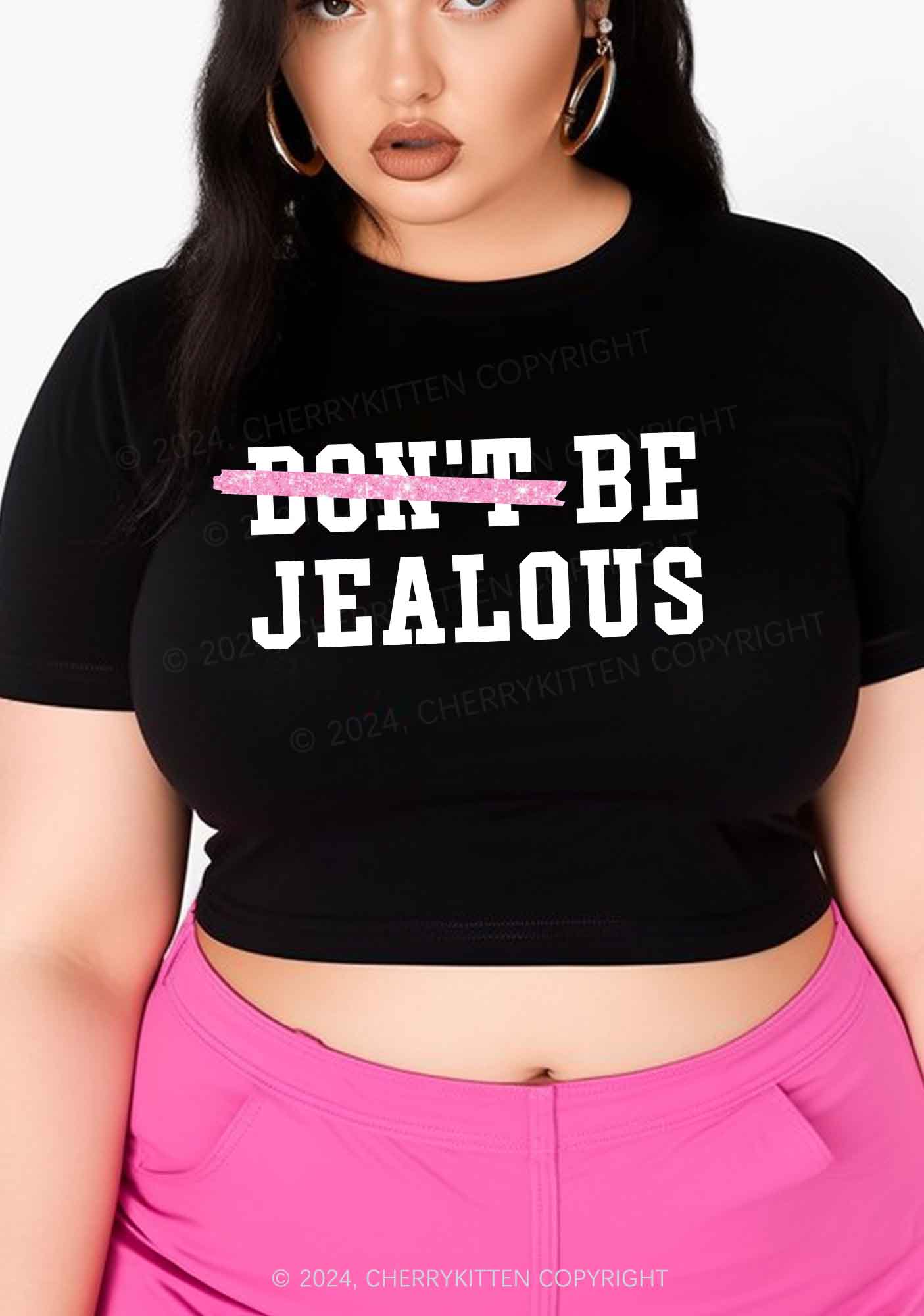 Curvy Be Jealous Y2K Baby Tee Cherrykitten