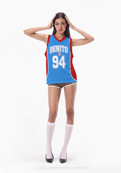 Light Blue Football Bunny Y2K Sport Jersey Tank Cherrykitten