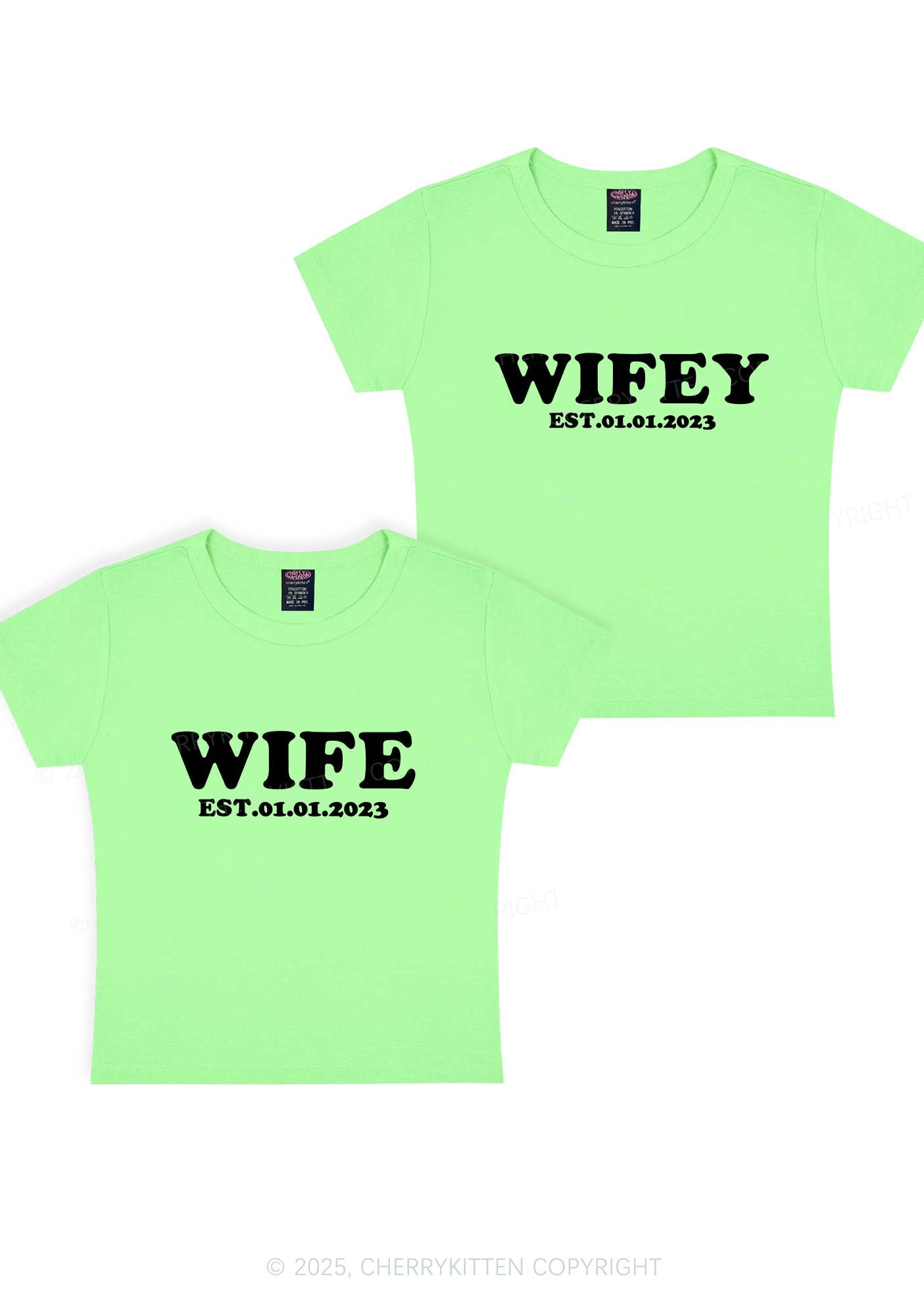Wife Wifey Custom Date Y2K Valentine's Day Baby Tee Cherrykitten