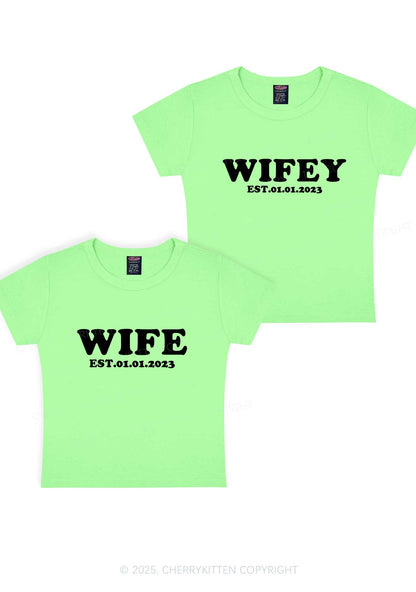 Wife Wifey Custom Date Y2K Valentine's Day Baby Tee Cherrykitten