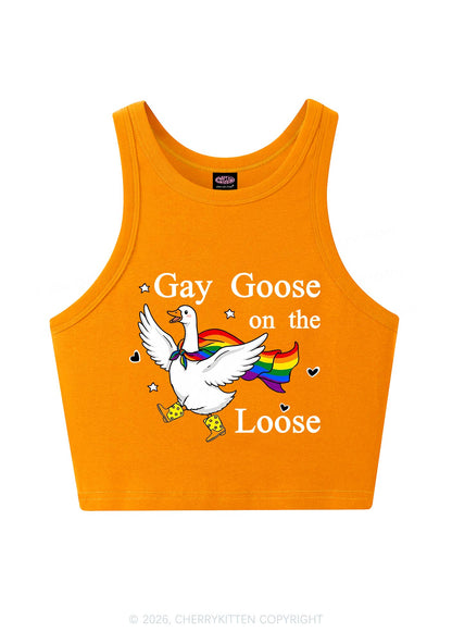 Gay Goose On The Loose Pride Y2K Crop Tank Top Cherrykitten
