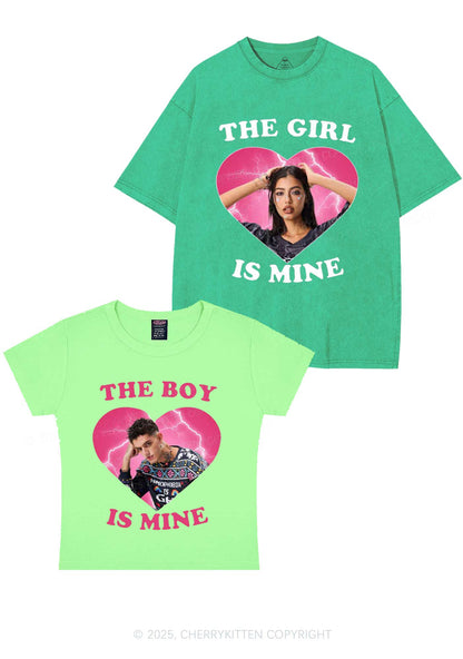 Custom Boy Girl Is Mine Y2K Valentine's Day Couple Shirt Cherrykitten