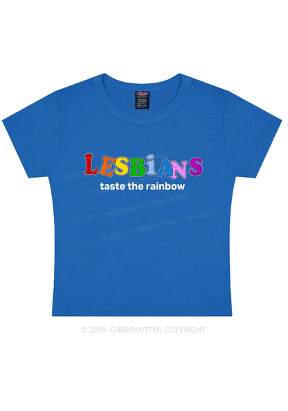 Lesbians Taste The Rainbow Y2K Baby Tee Cherrykitten