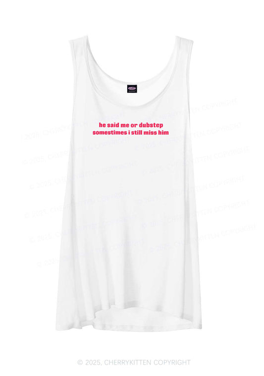 He Said Dubstep Y2K Sheer Boyfriend Tank Cherrykitten