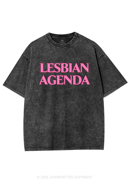 Lesbian Agenda Y2K Shirts Washed Tee Cherrykitten