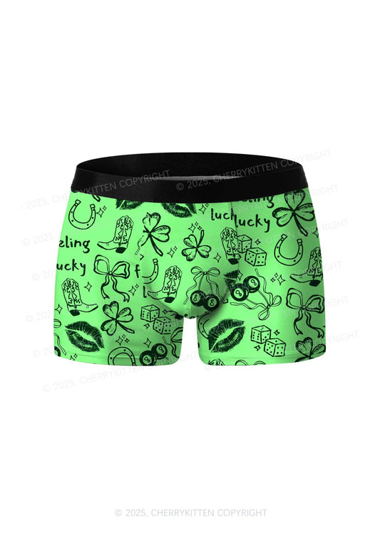 Feeling Lucky Graffiti St Patricks Y2K Print Men Boxer Briefs Cherrykitten