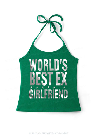 Best Ex Girlfriend Silver Foil Printed Y2K Halter Neck Cami Cherrykitten
