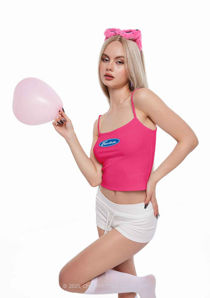 Oval Custom Text Y2K Spaghetti Strap Cami Cherrykitten