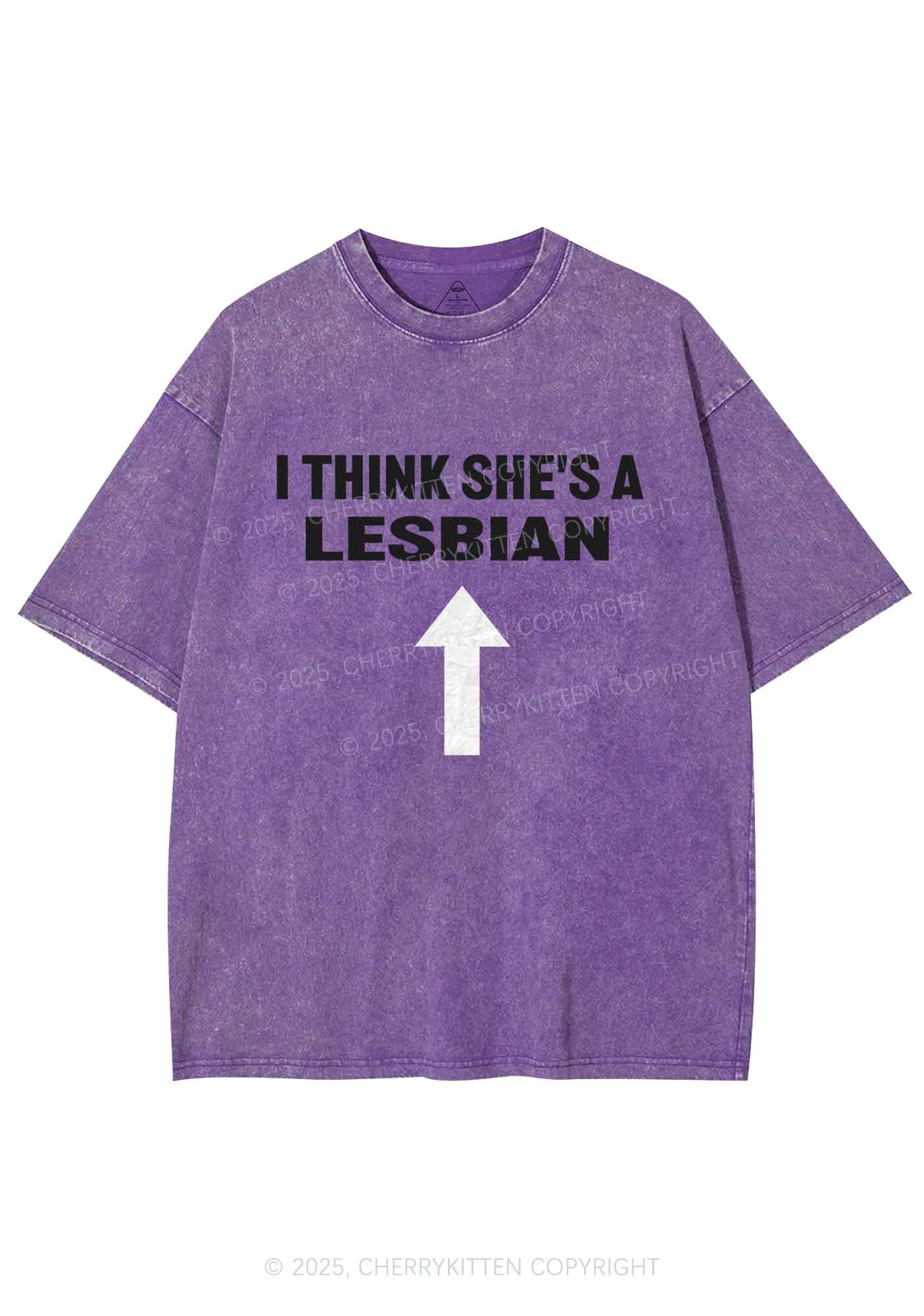 I Think She's A Lesbian Y2K Shirts Washed Tee Cherrykitten