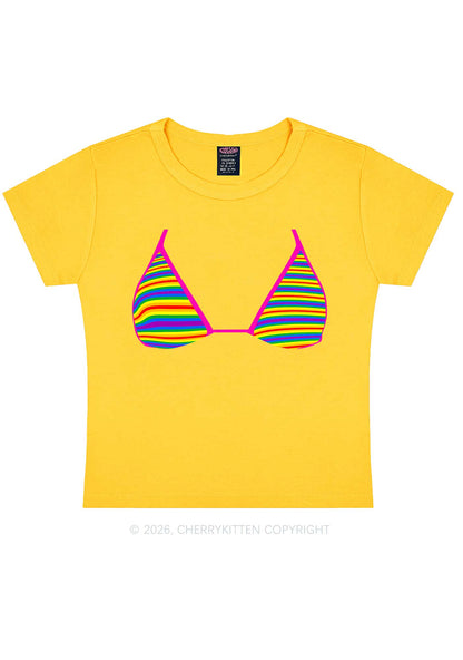 Rainbow Stripe Bra Pride Y2K Baby Tee Cherrykitten