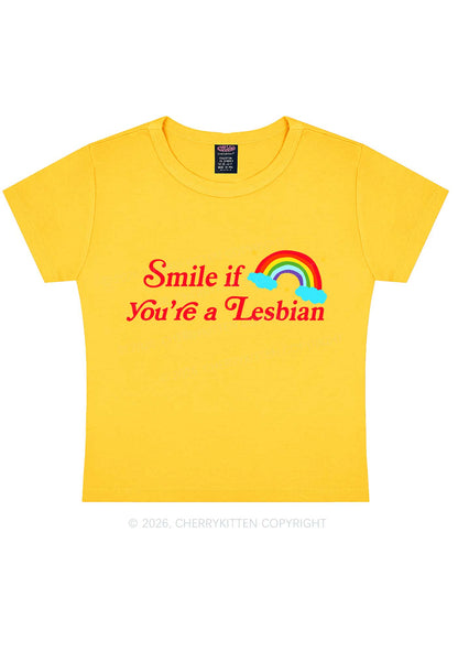 Smile If You Are Lesbian Pride Y2K Baby Tee Cherrykitten