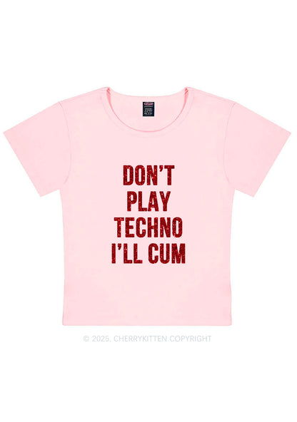 Glitter Dont Play Techno Y2K Baby Tee Cherrykitten