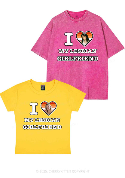 Custom My Lesbian GF Pride Y2K Valentine's Day Couple Shirt Cherrykitten