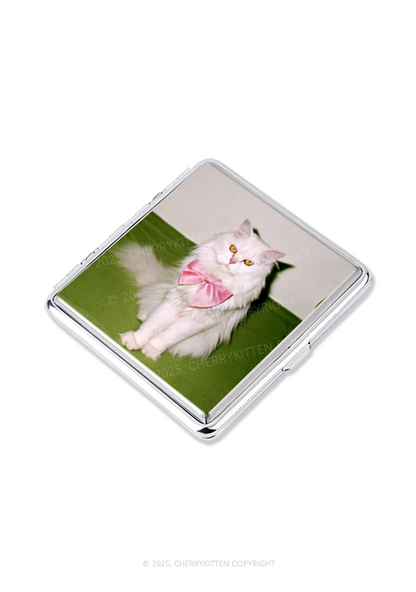 Pink Bow Cat Y2K Cigarette Case Cherrykitten