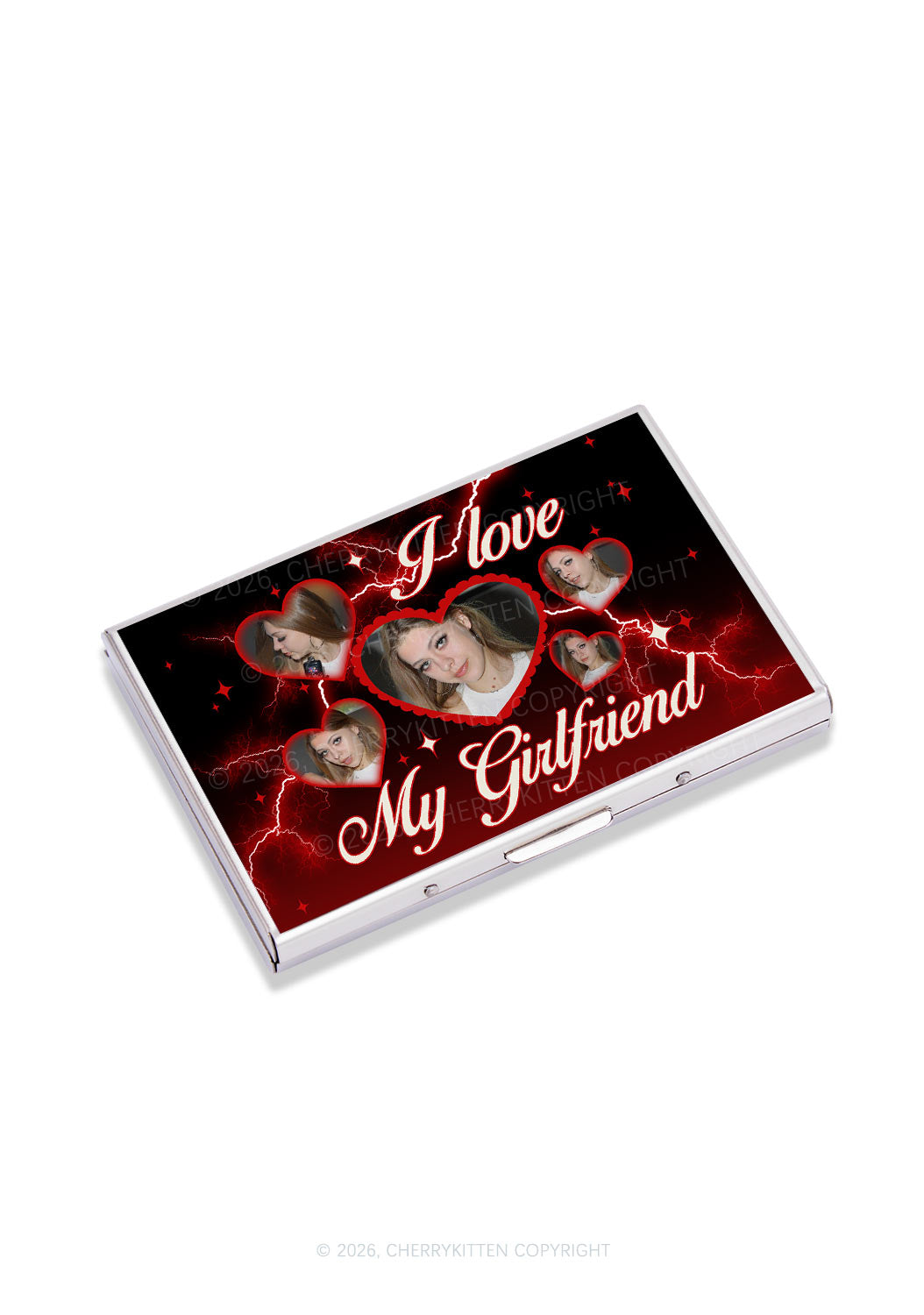 Custom Photo I Love My GF Valentine's Day Y2K Mirror Cigarette Case Cherrykitten