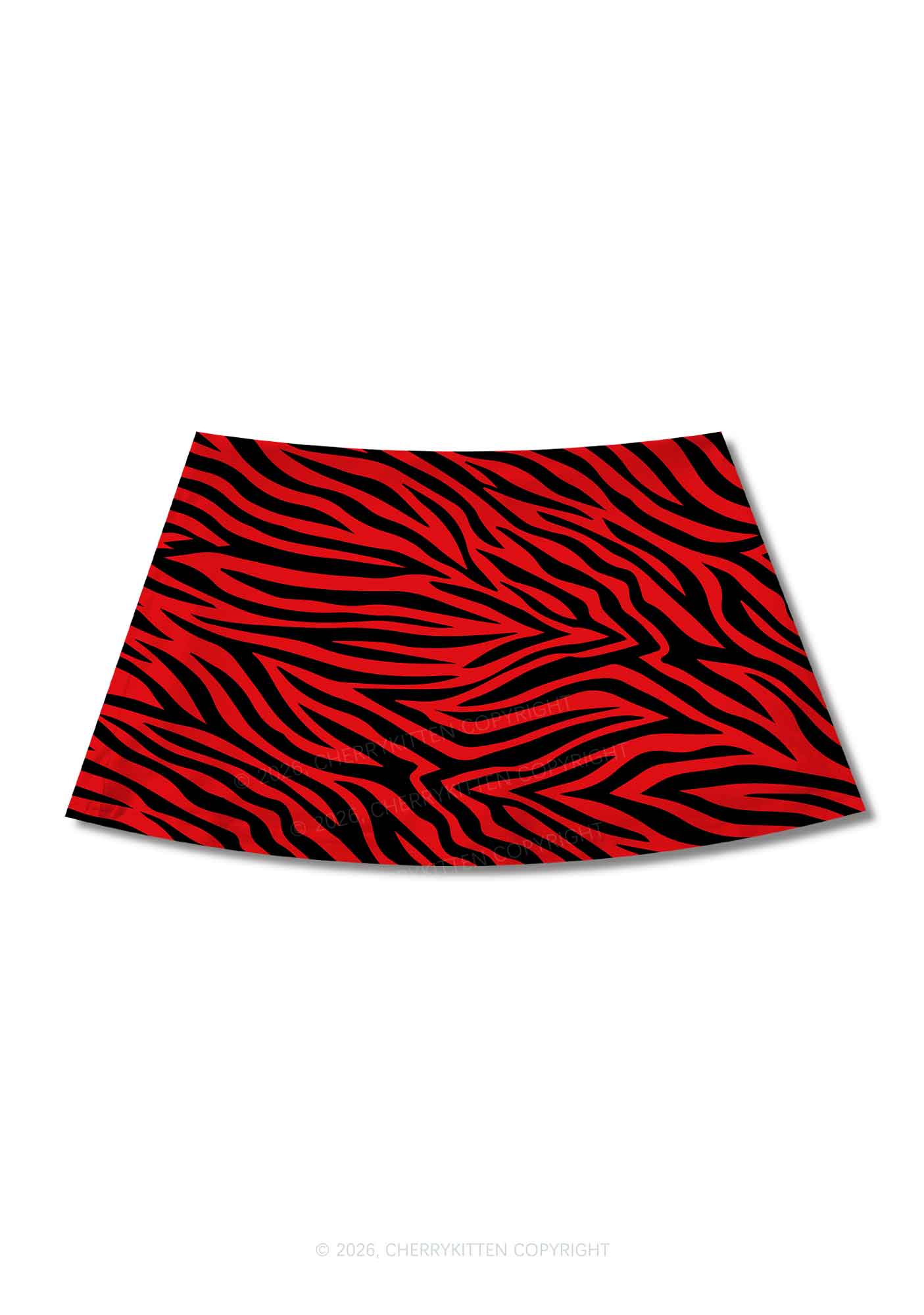 Halloween Red Zebra Stripe Y2K Print Mini Skirt Cherrykitten