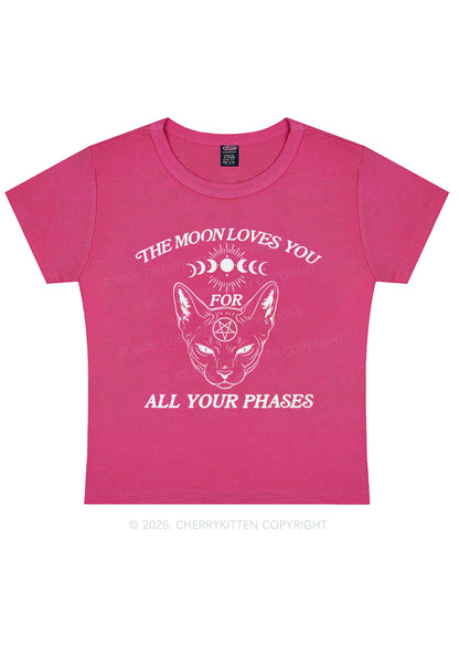 Halloween The Moon Loves You Y2K Baby Tee Cherrykitten