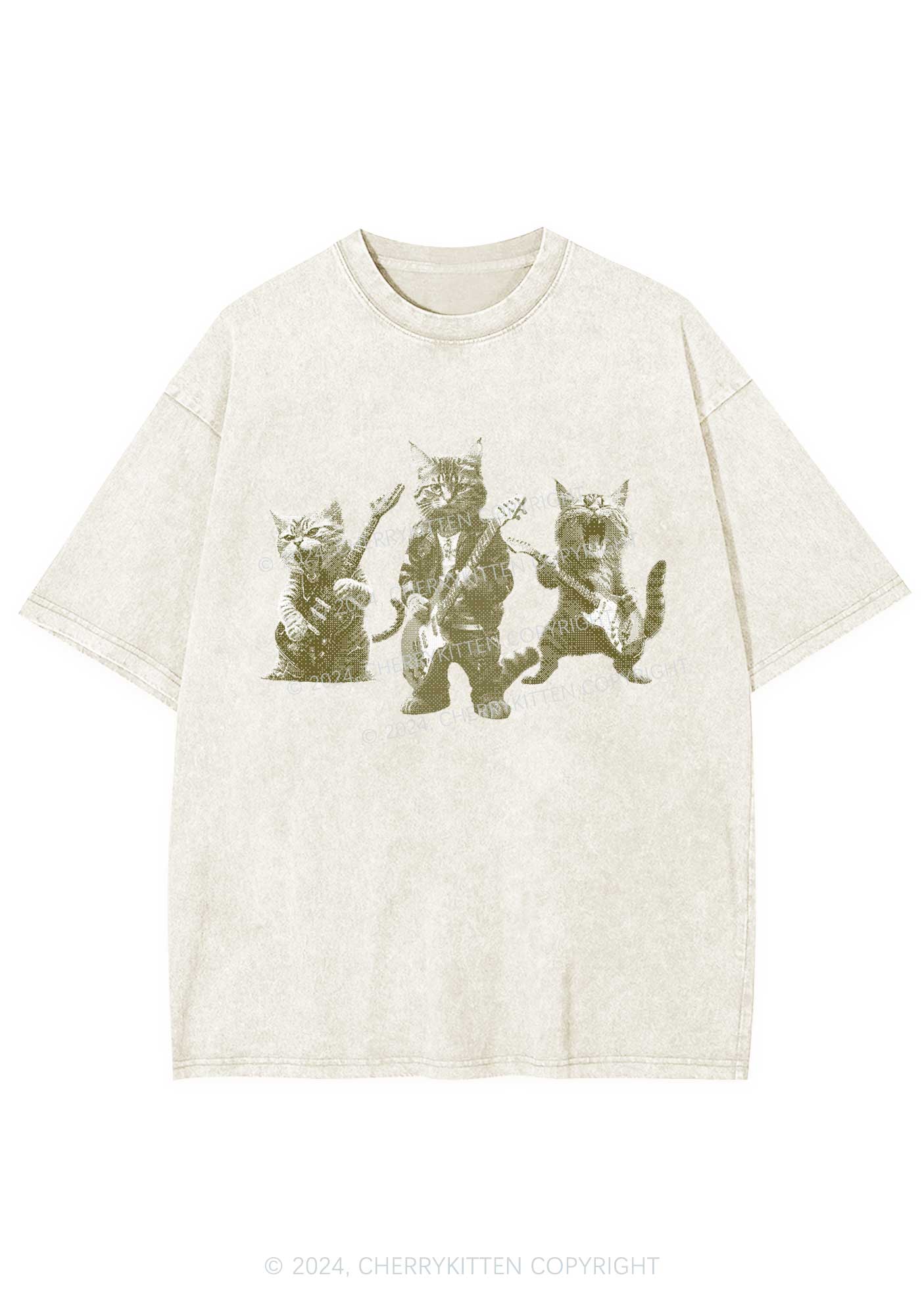 Guitar Cats Y2K Washed Tee Cherrykitten