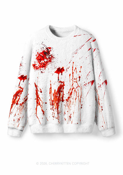 Halloween Bloody Stain Splatter Y2K Knit Sweatshirt Cherrykitten
