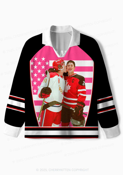 Retro Red Kissing HR Y2K Long Sleeve Sport Jersey Shirts Cherrykitten