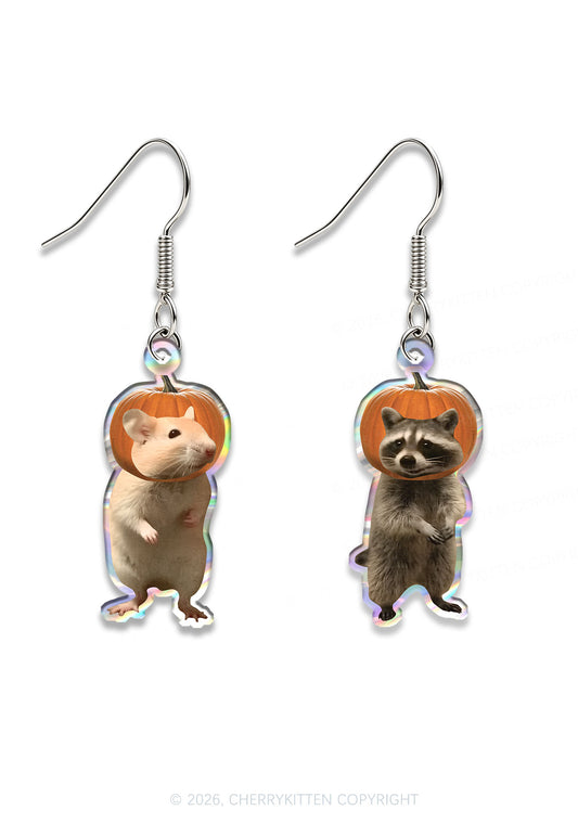 Halloween Pumpkin Rat Raccoon Y2K Acrylic Earrings Cherrykitten