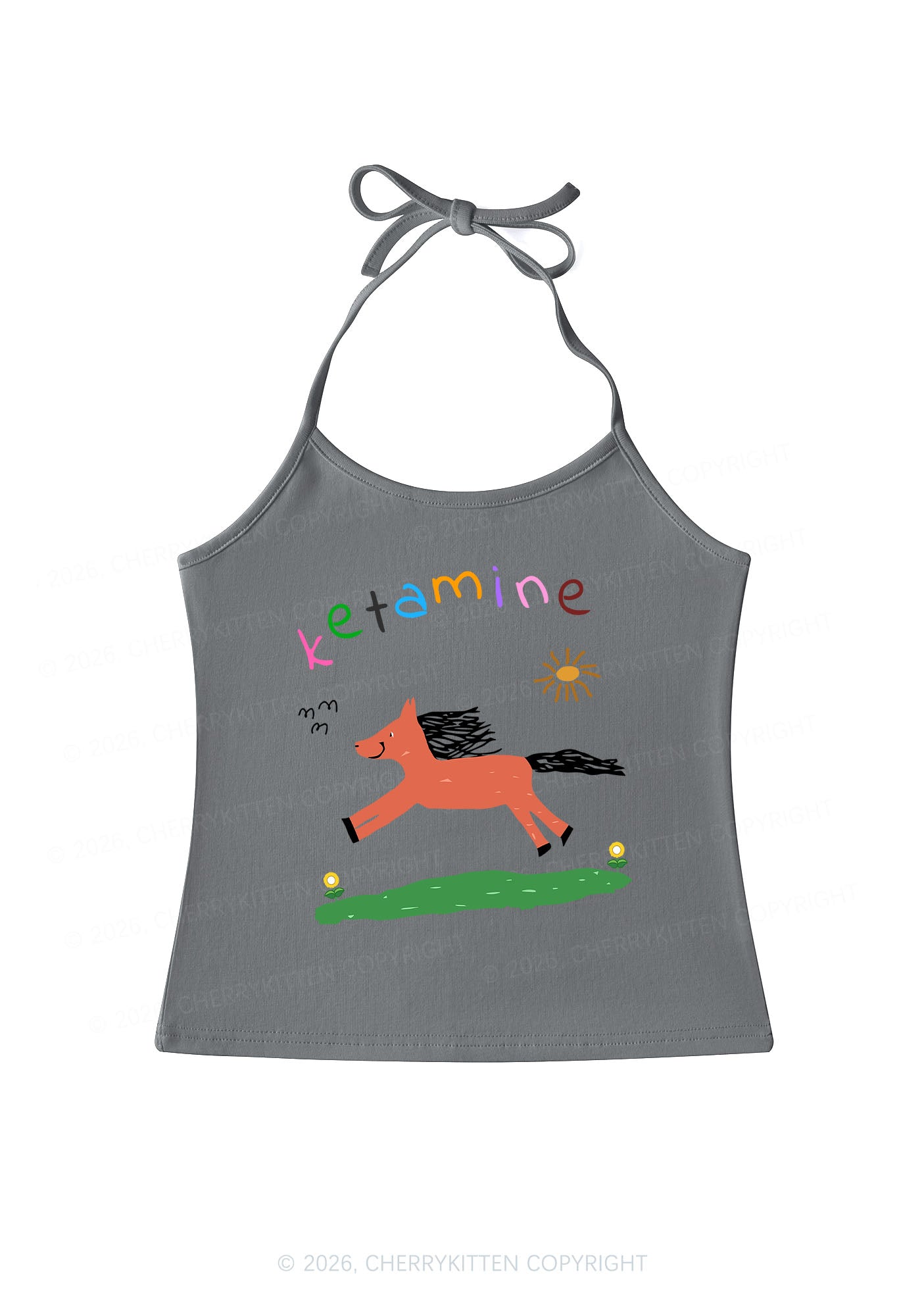 Orange Pony Y2K Halter Neck Cami Cherrykitten