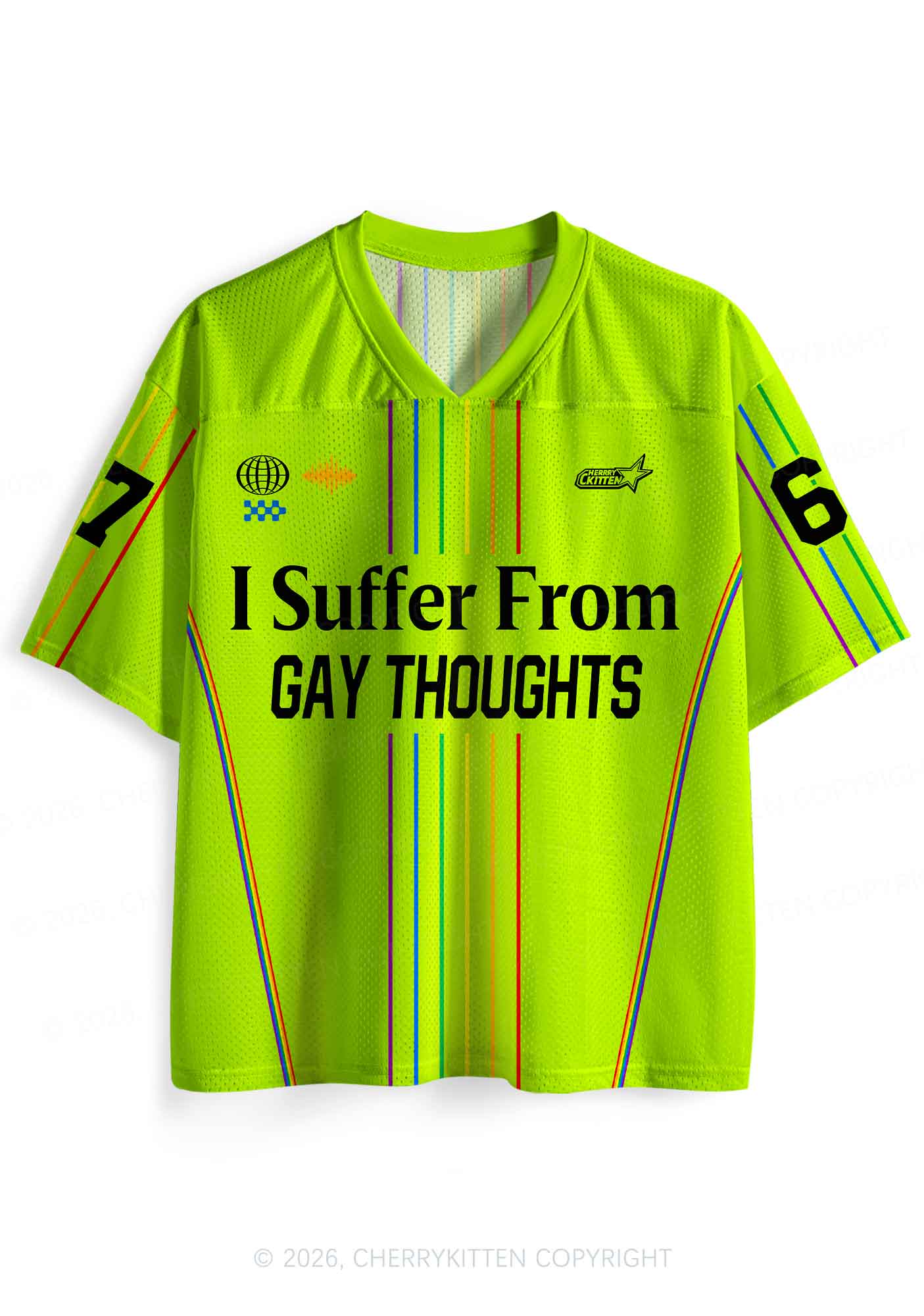 Green I Suffer From Gay Thoughts Pride Y2K Sport Jersey Shirts Cherrykitten