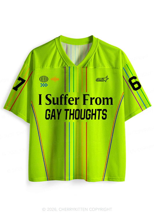 Green I Suffer From Gay Thoughts Pride Y2K Sport Jersey Shirts Cherrykitten