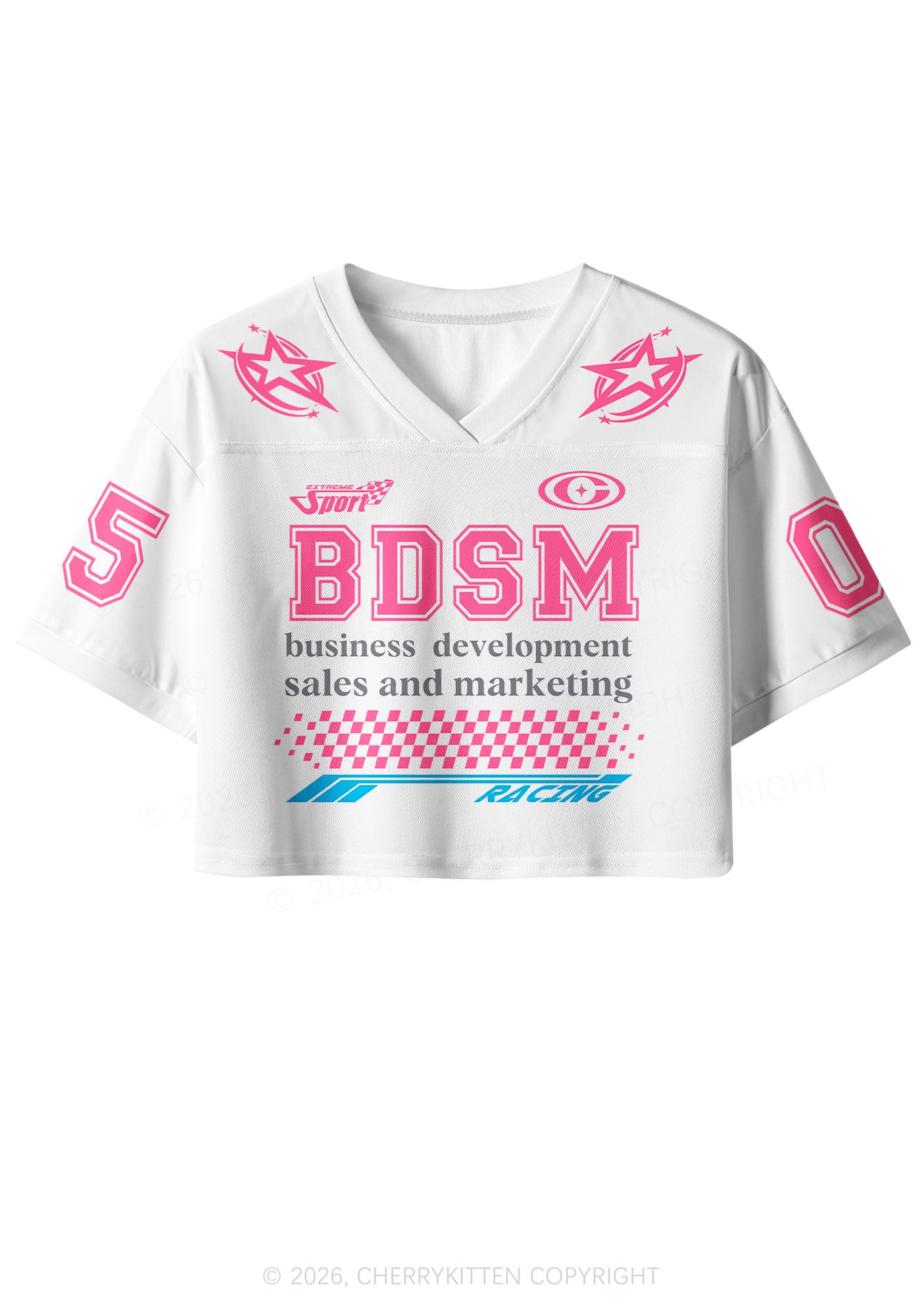 Custom Pink BDSM Y2K Crop Sport Jersey Shirts Cherrykitten