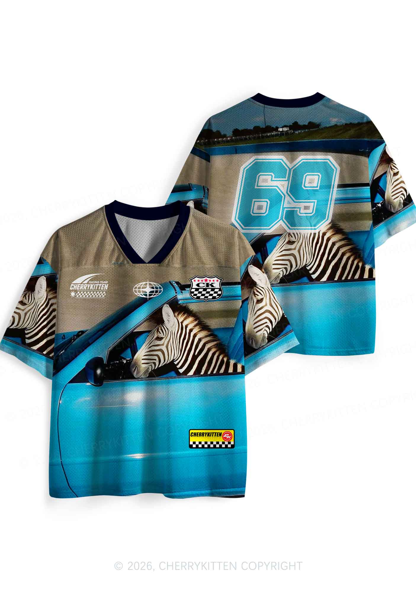 Zebra Driver Y2K Sport Jersey Shirts Cherrykitten