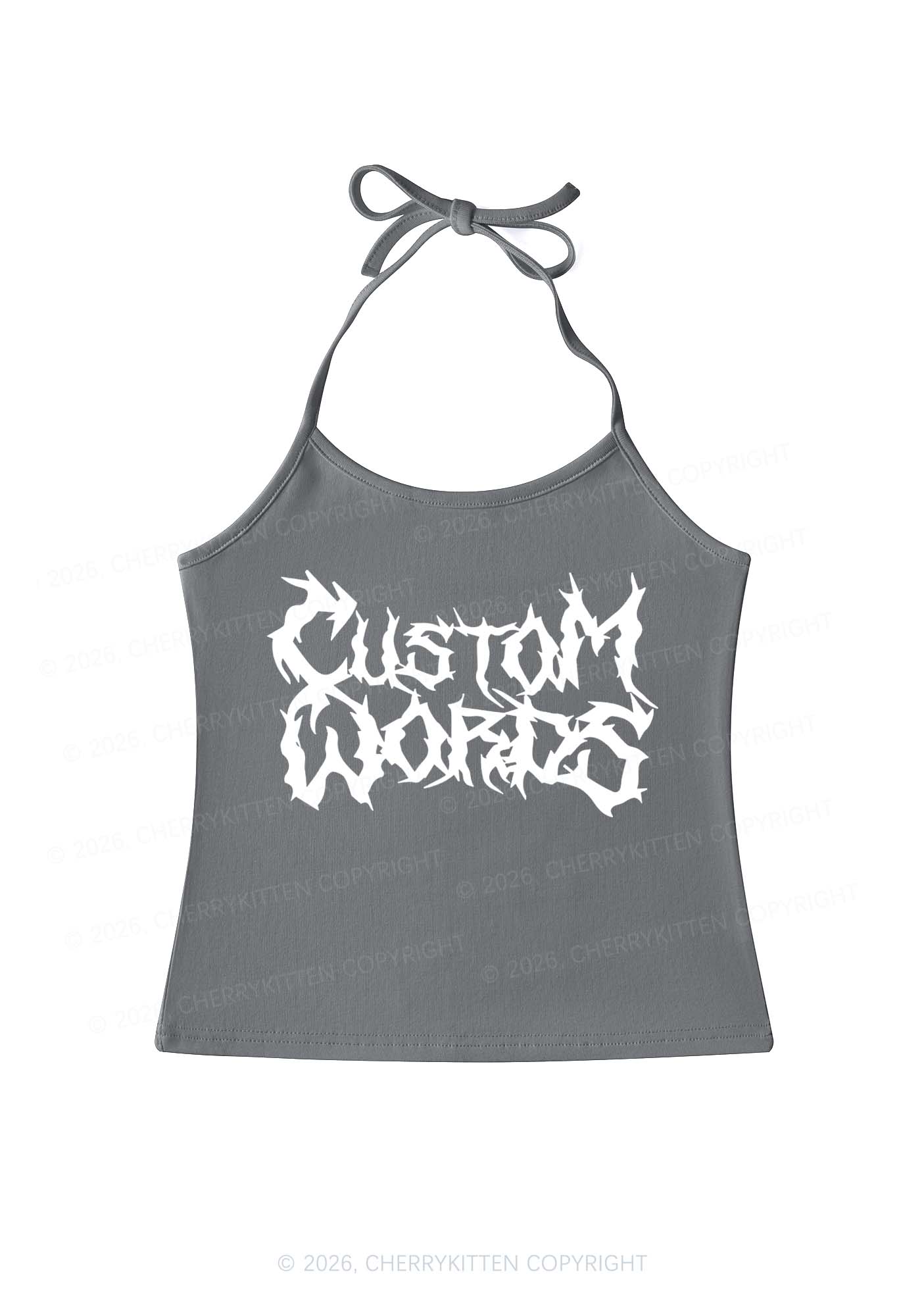 Custom Text Punk Font Y2K Halter Neck Cami Cherrykitten