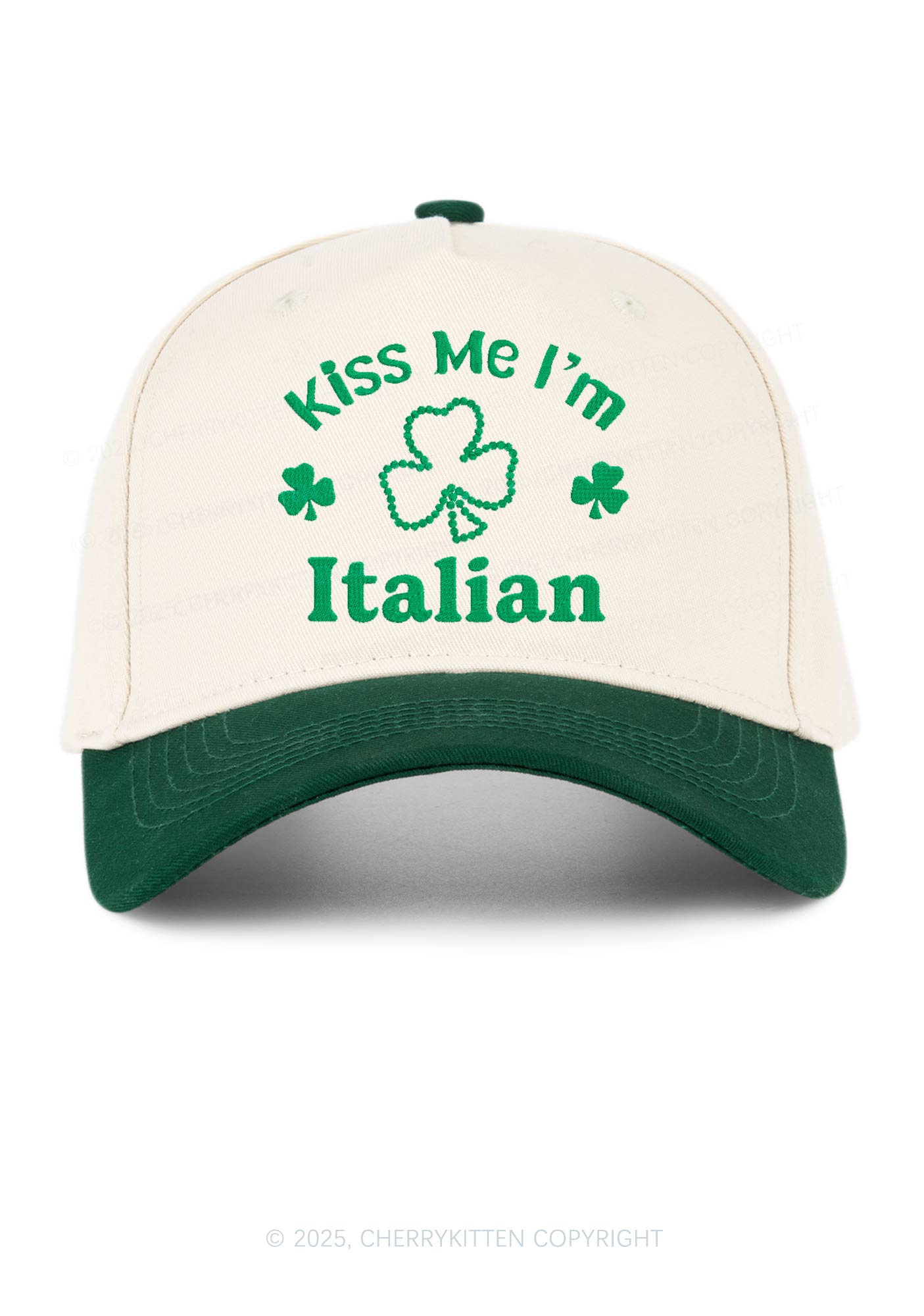 Embroidered Kiss Me Im Italian St Patricks Y2K Color Block Baseball Cap Cherrykitten
