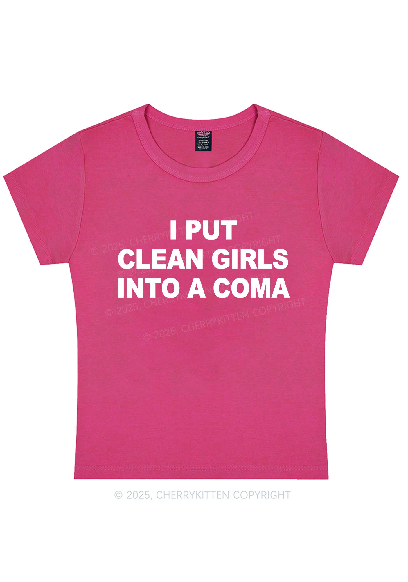 Put Clean Girls Into Coma Y2K Baby Tee Cherrykitten