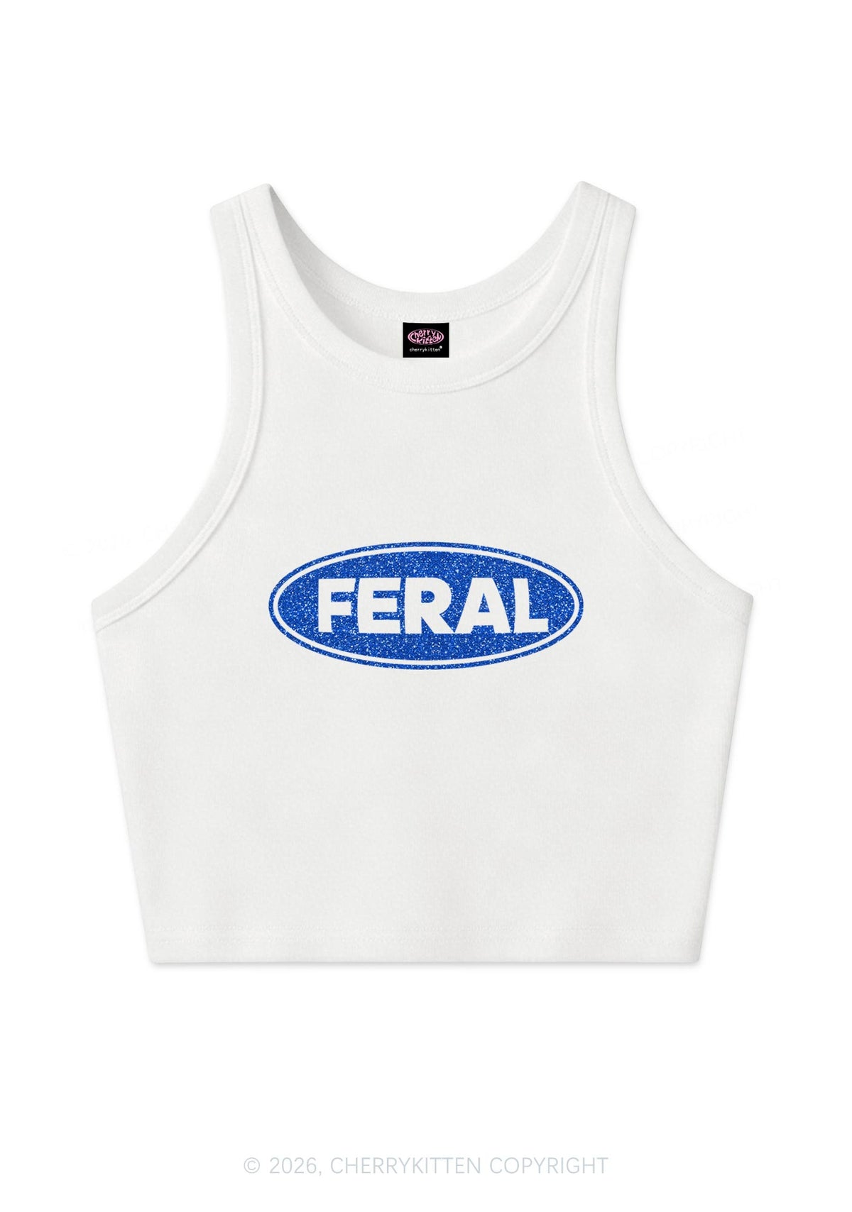 Glitter Feral Y2K Crop Tank Top Cherrykitten