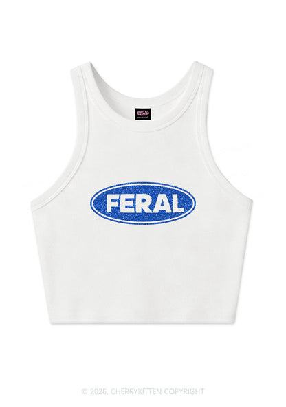 Glitter Feral Y2K Crop Tank Top Cherrykitten