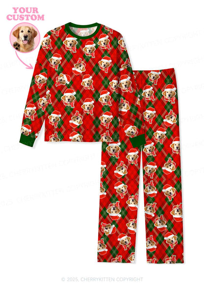 Custom Merry Dog Face Y2K Print Long Sleeve Pajama Set Cherrykitten