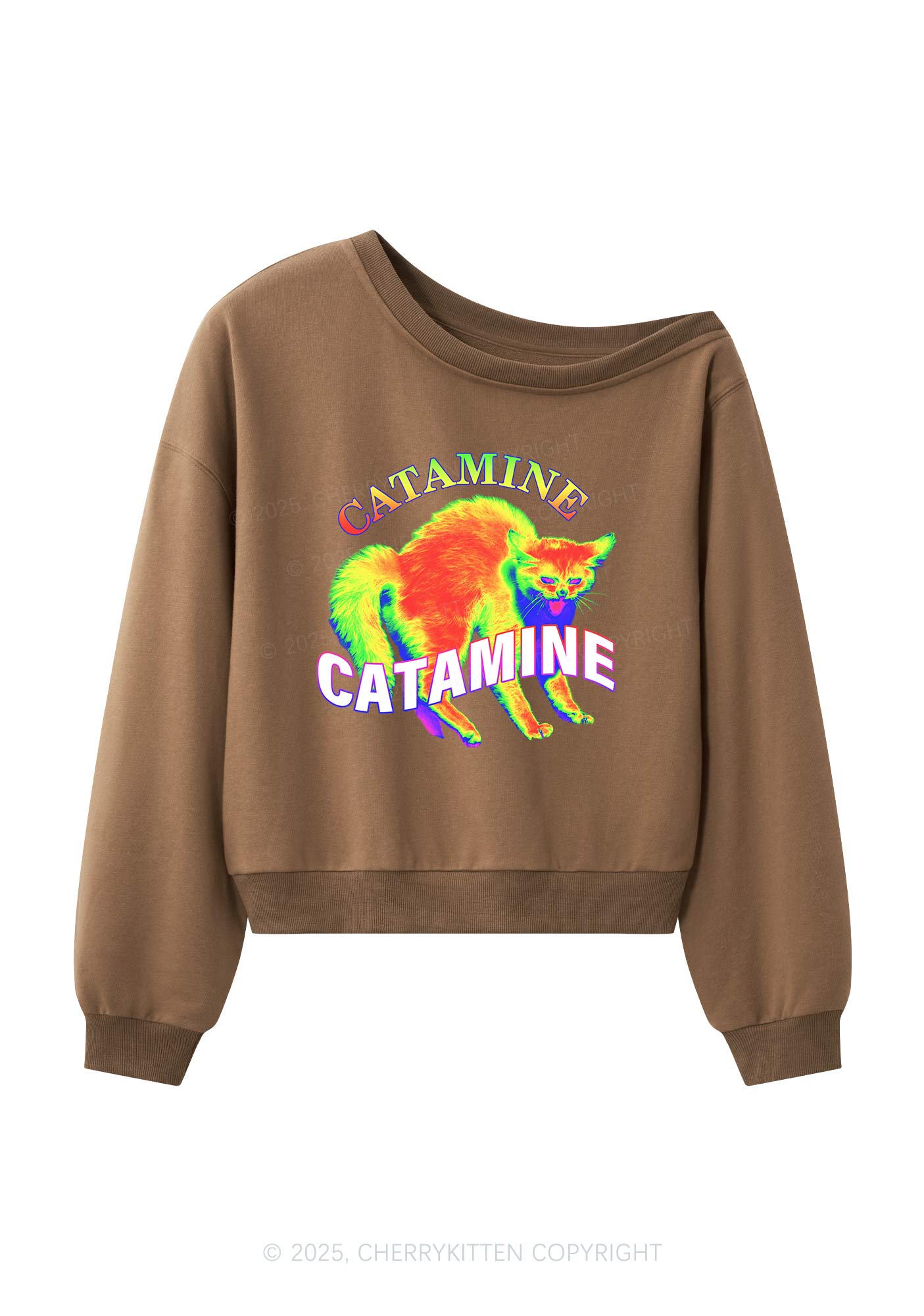 Thermal Cat Y2K Off Shoulder Sweatshirts Cherrykitten