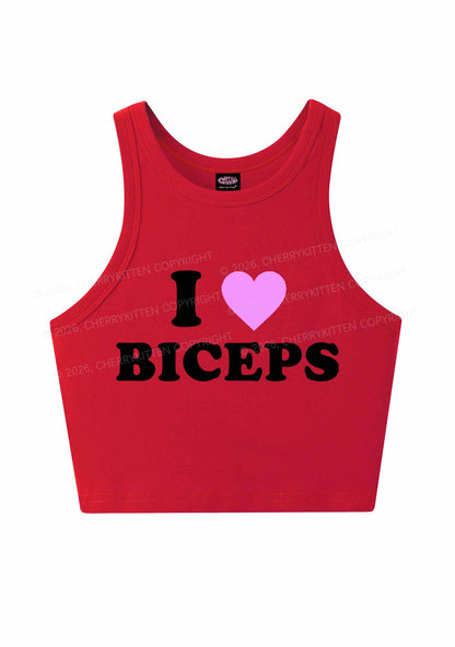 I Love Biceps Y2K Crop Tank Top Cherrykitten